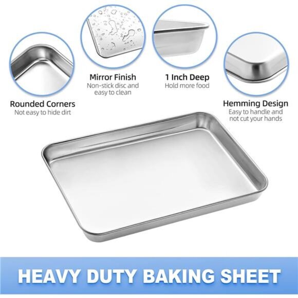 Baking Sheet with Wire Rack, Cookie Sheet Baking Pan Toaster Oven Tray - Picture 3 of 8